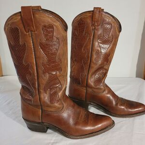 10D Cowboy Boots Texas Reptile Flame Vintage Men's Fire Decal